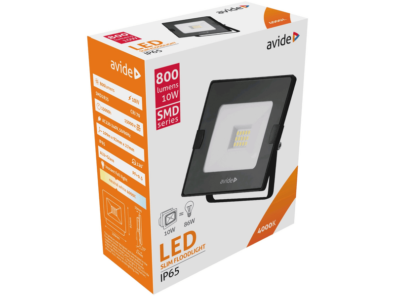 Avide ABSSFLNW-10W LED-ES Reflektor 800lm 4000K IP65