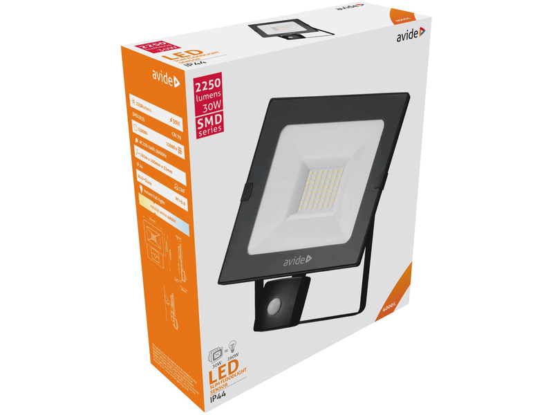 Avide ABSSFLNW-30W-PIR LED-ES Reflektor 2250lm 4000K IP44 mozgásérzékelős