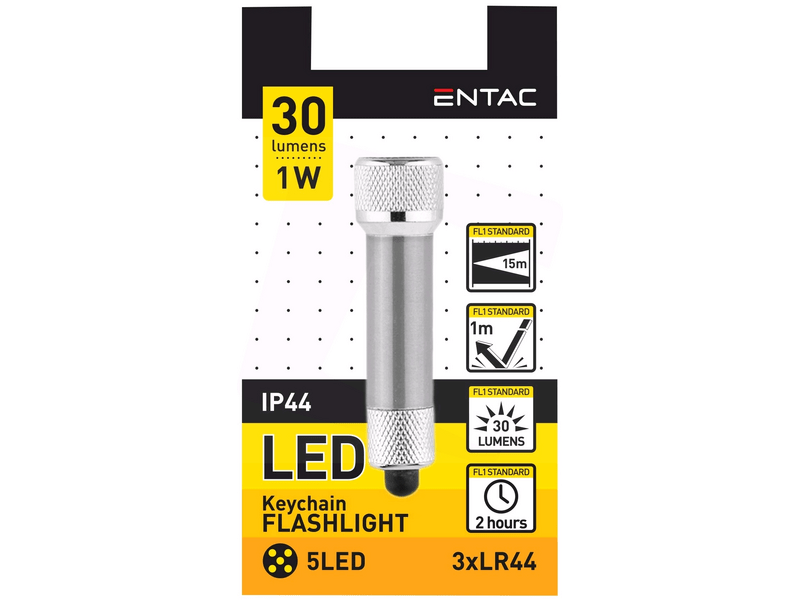 Entac EFL-5LED-KC-S LED-ES Zseblámpa 1W 30lm ezüst