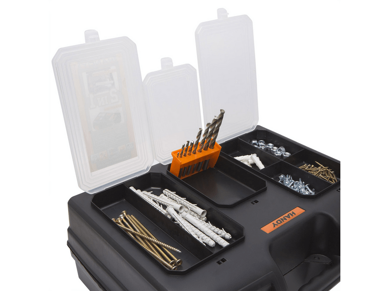 Handy 10958 Műanyag Fúró + alkatrész tároló táska, 400 x 300 x 155 mm