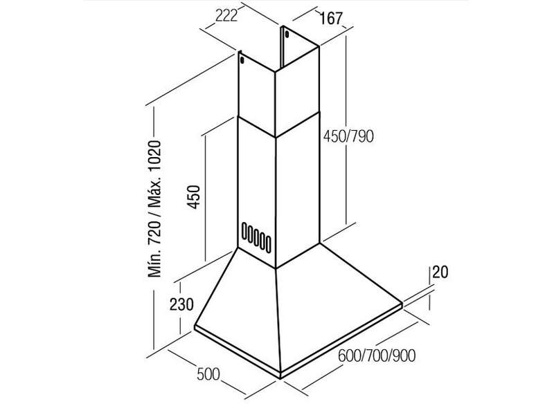Cata BETA 600/D LED Fali páraelszívó