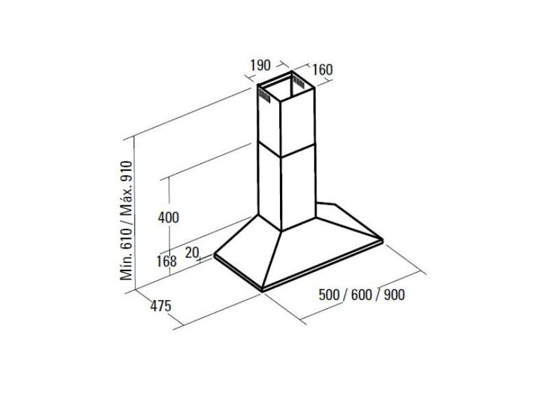 CATA V-600 X/L Kürtős páraelszívó, Inox