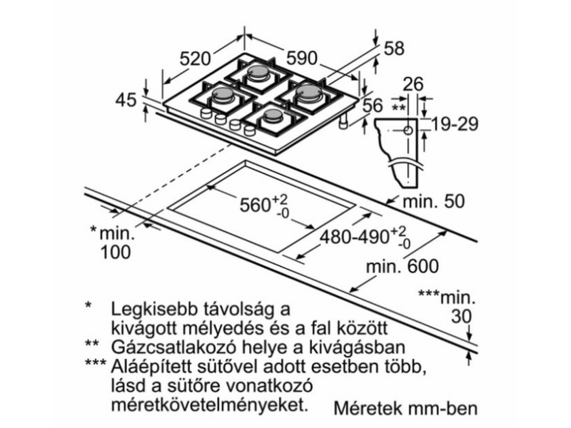 Bosch PPP6A6B90 Beépíthető gáz főzőlap