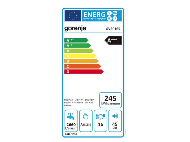 GORENJE GVSP 165 J Beépíthető mosogatógép