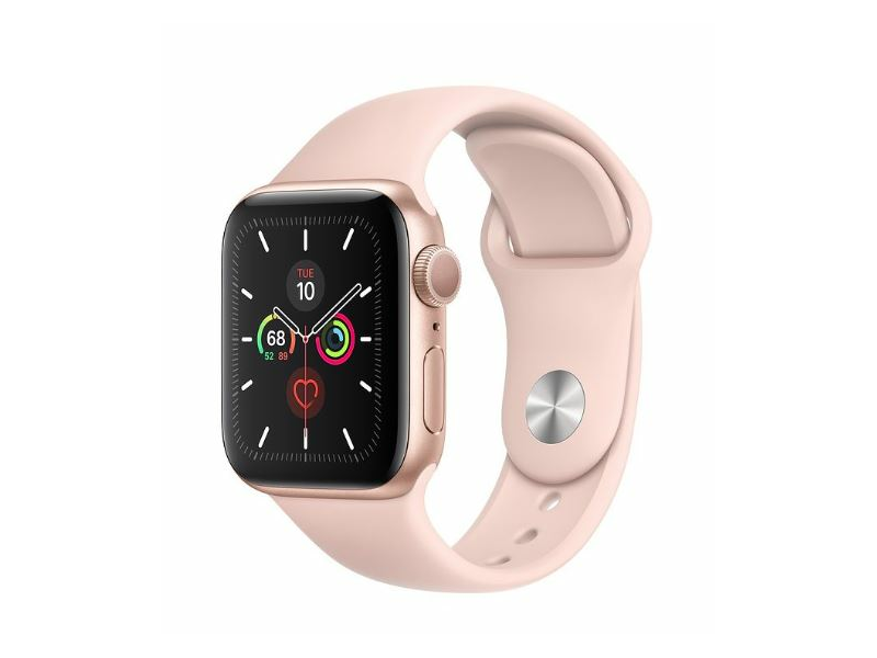 Apple Watch Series 5, 40mm Arany, Alumínium, Rózsakvarc sport szíjjal