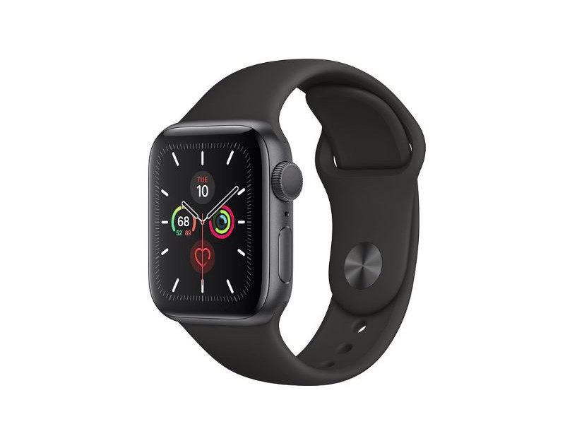 Apple Watch Series 5, 44mm Asztroszürke, Alumínium, Fekete sport szíjjal