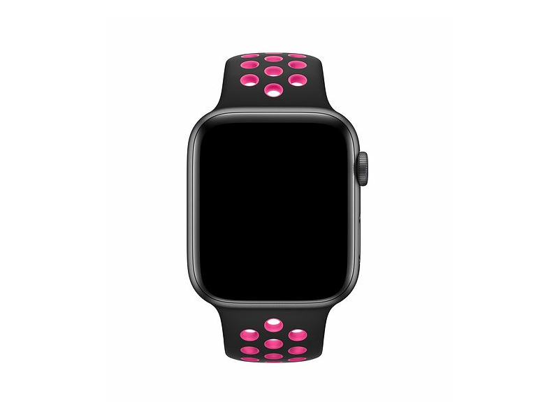 Apple MWUC2ZM/A 44 mm-es fekete-rózsaszín robbanás színű Nike sportszíj – S/M és M/L