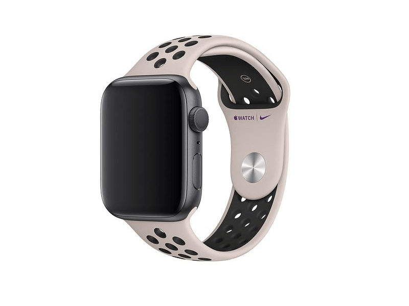 Apple MWUD2ZM/A 44 mm-es sivatagi homok-fekete Nike sportszíj – S/M és M/L