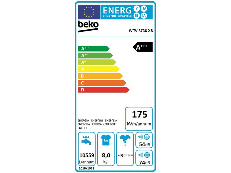 BEKO WTV8736XS Elöltöltős mosógép