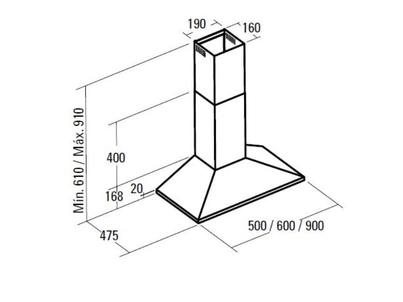 CATA V-500 X/L Fali páraelszívó, Inox