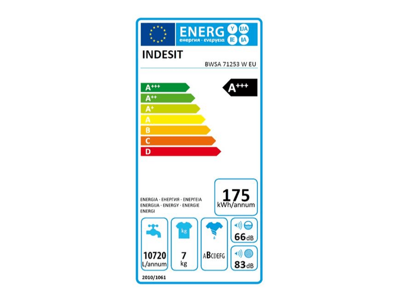 Indesit BWSA71253 W EU Elöltöltős mosógép
