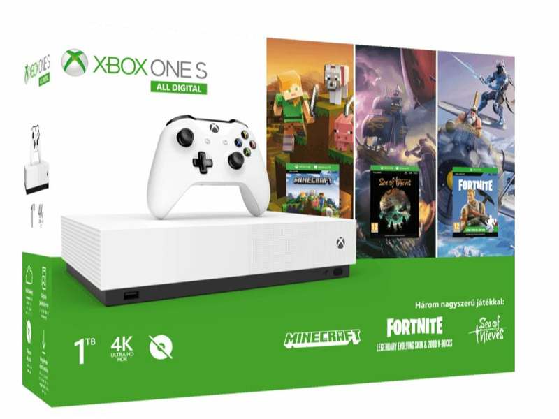 Xbox One S 1TB All-Digital + Fortnite + Minecraft + Sea of Thieves