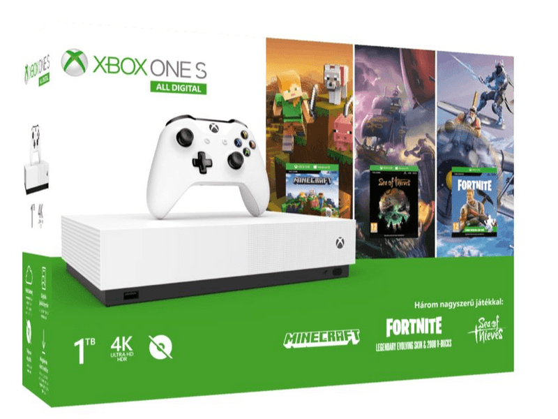 Xbox One S 1TB All-Digital + Fortnite + Minecraft + Sea of Thieves