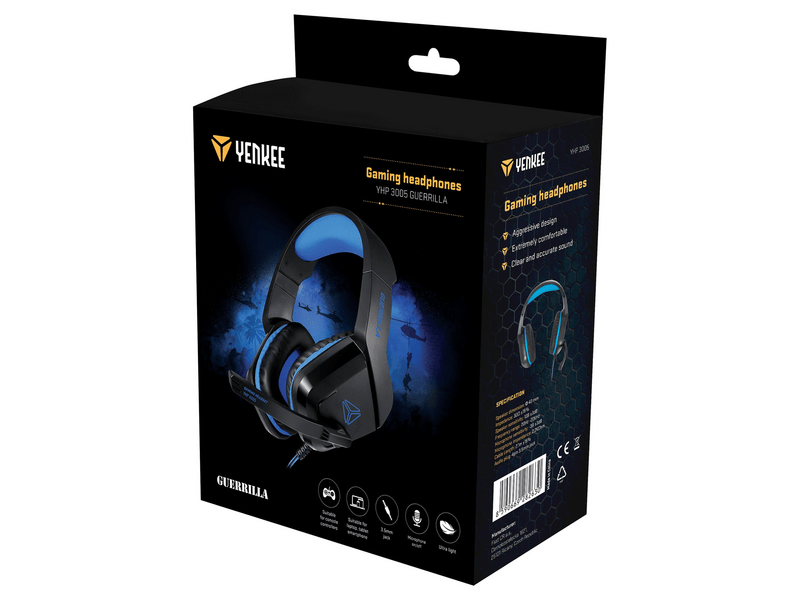 Yenkee YHP 3005 Guerrilla Gamer mikrofonos fejhallgató, Fekete/Kék