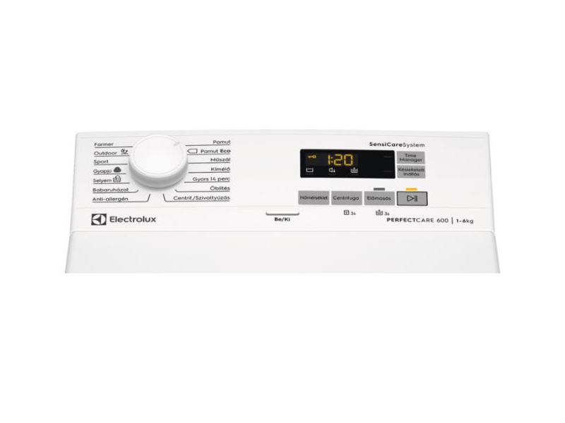 Electrolux EW6T5261H SensiCare felültőltős mosógép, 1200 f/p., 6 kg, LCD kijelző