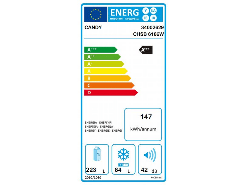 Candy CHSB6186W Alulfagyasztós kombinált hűtőszekrény