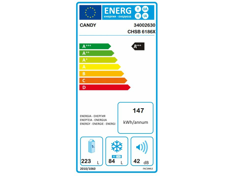 Candy CHSB6186X Alulfagyasztós kombinált hűtőszekrény