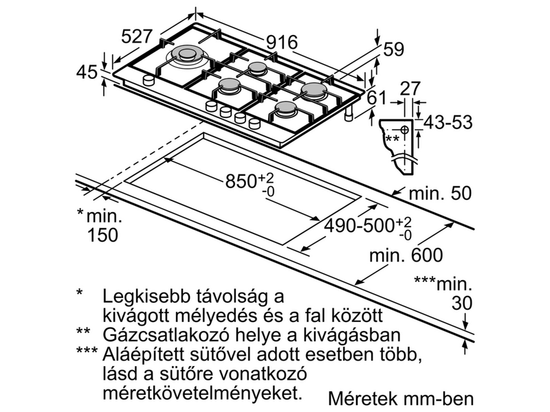 Bosch PRS9A6D70 Beépíthető gáz főzőlap