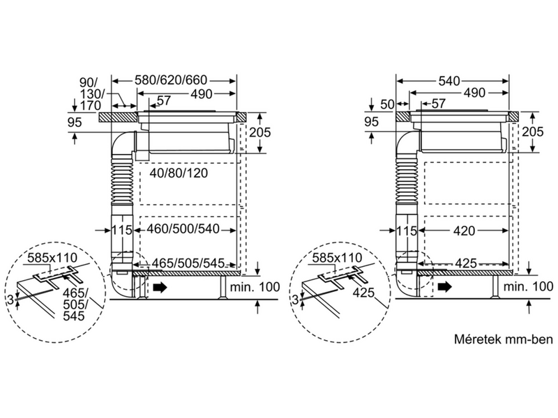 Bosch PVS851F21E Indukciós főzőlap, beépített páraelszívóval