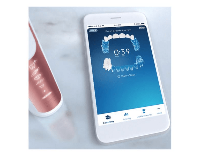 Oral-B Genius X elektromos fogkefe Rose Gold, Sensi fejjel