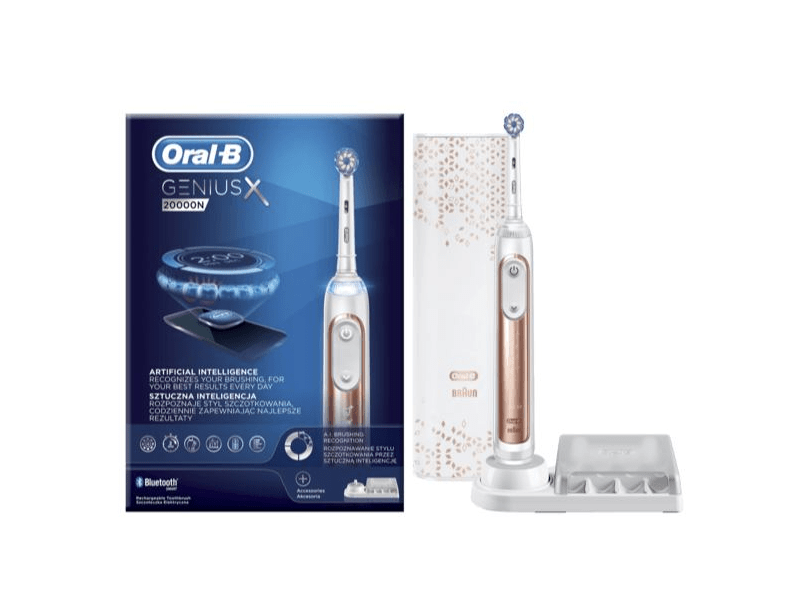 Oral-B Genius X elektromos fogkefe Rose Gold, Sensi fejjel