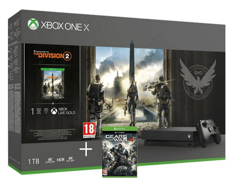 Microsoft Xbox One X 1TB + Division 2 + Gears of War 4