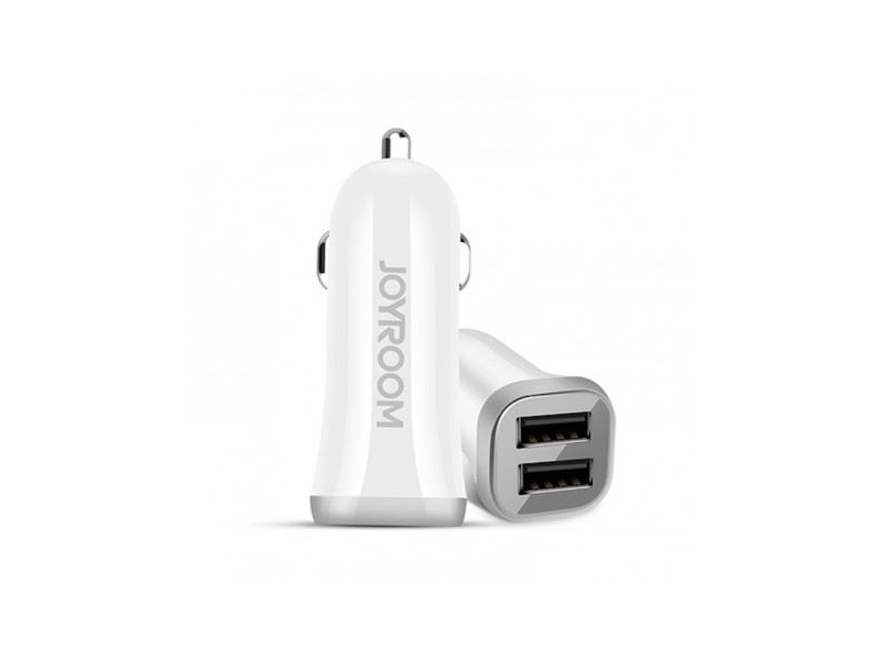 Joyroom C-M216CAR U 3.1A 2x USB Autós töltőfej + 1M MicroUSB töltőkábel, Fehér