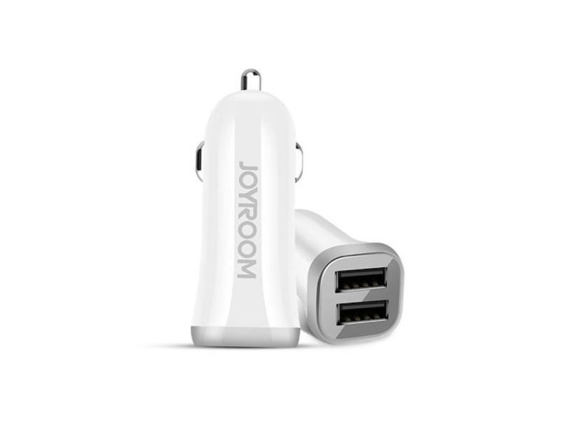 Joyroom C-M216CAR U 3.1A 2x USB Autós töltőfej + 1 m Lightning töltőkábel, Fehér