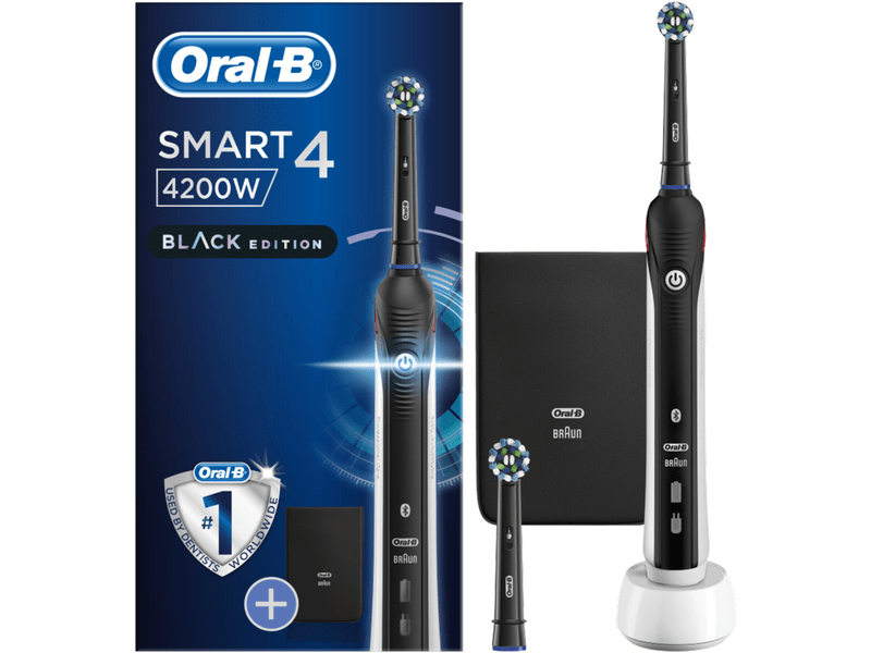 Oral-B Smart 4 4200W elektromos fogkefe CrossAction fejjel, Fekete