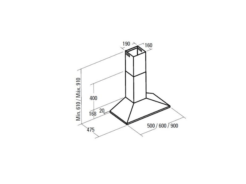 Cata V600X/L+SZ Kürtős páraelszívó + BK-150 ECO Bekötő szett