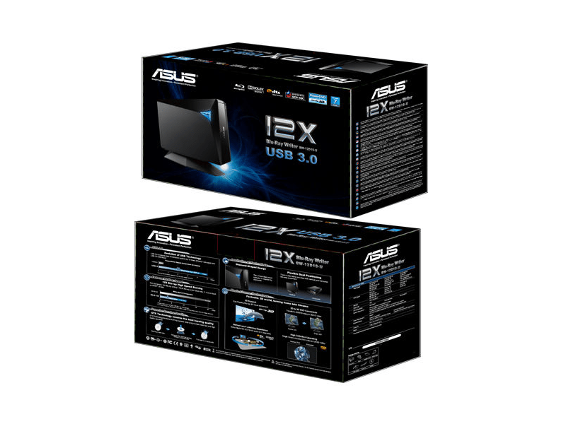 ASUS BW12D1SU Külső Blu-ray író, Fekete