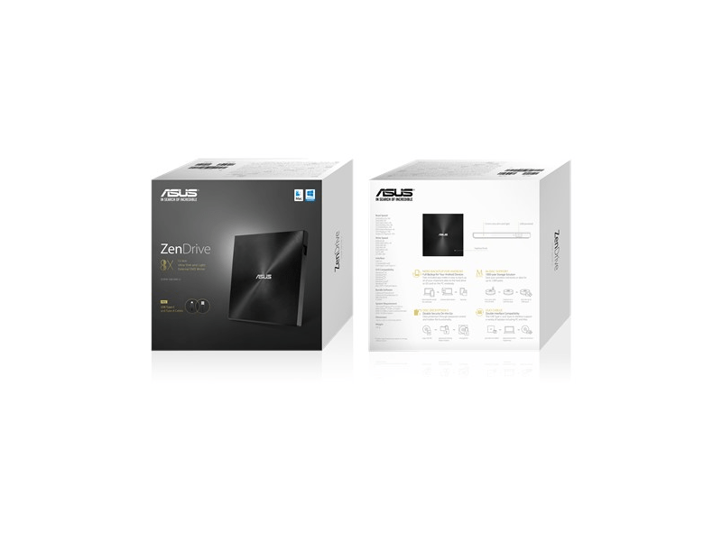 ASUS ZenDrive U9M SDRW 08U9M U vanjski DVD snimač, crni