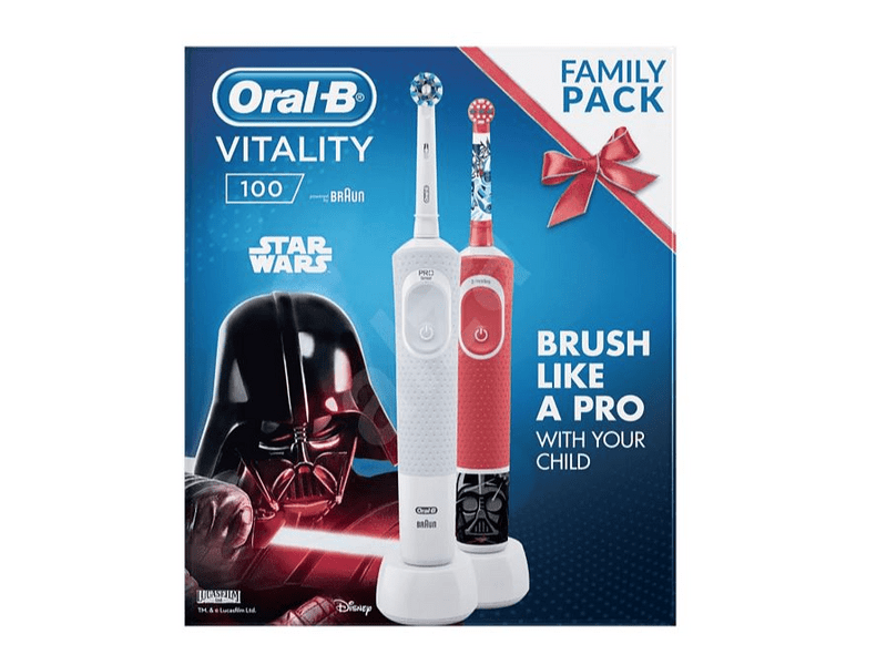 ORAL-B Oral-B D100 felnőtt,fehér Cross Action fejjel + D100 gyerek, StarWars
