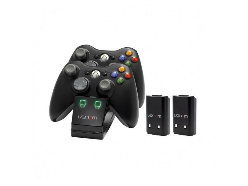 Venom VS2891 Xbox 360 dupla töltőállomás + 2 db akkumulátor, Fekete
