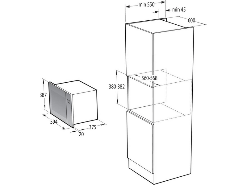 Gorenje BM251S4XG Beépíthető mikrohullámú sütő