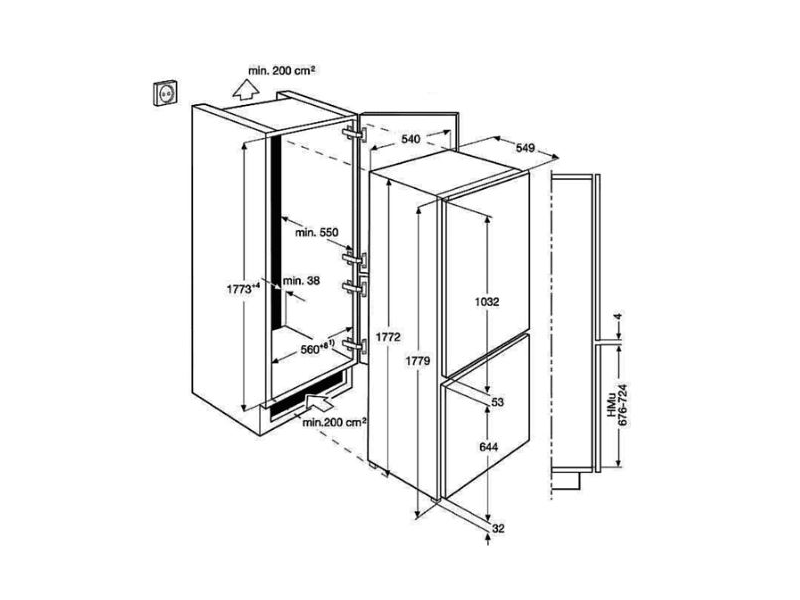 Electrolux ENT8TE18S Beépíthető kombinált hűtőszekrény, NoFrost, 177 cm