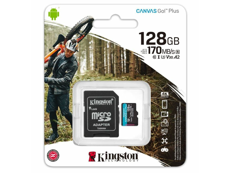 Kingston Canvas Go! Plus SDCG3/128GB memóriakártya + adapter