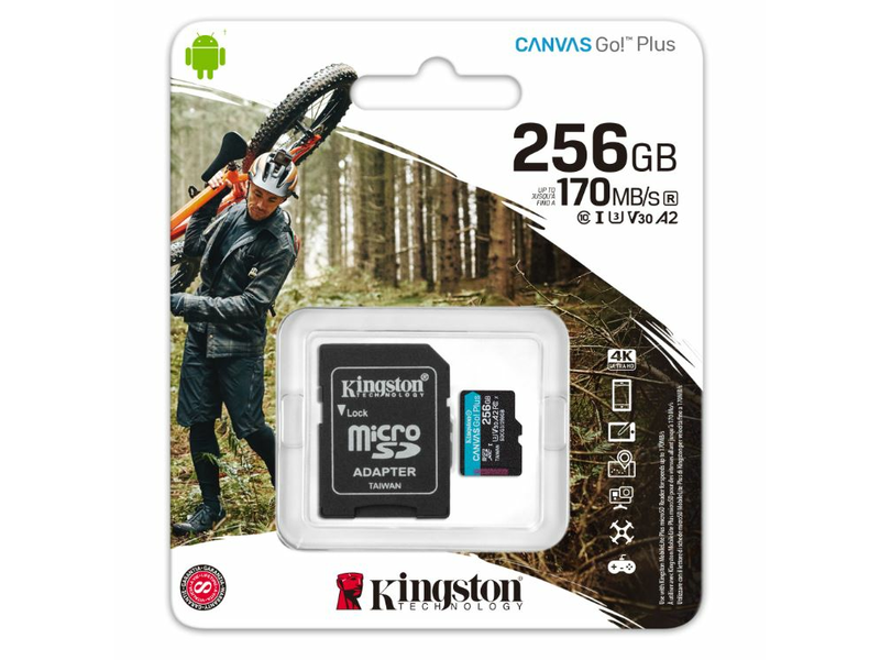 Kingston Canvas Go! Plus SDCG3/256GB memóriakártya + adapter