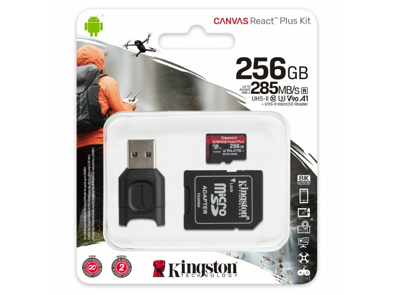 Kingston microSDXC Canvas React Plus 64GB C10/UHS-II/U3/V90/A1 MLPMR2/64GB