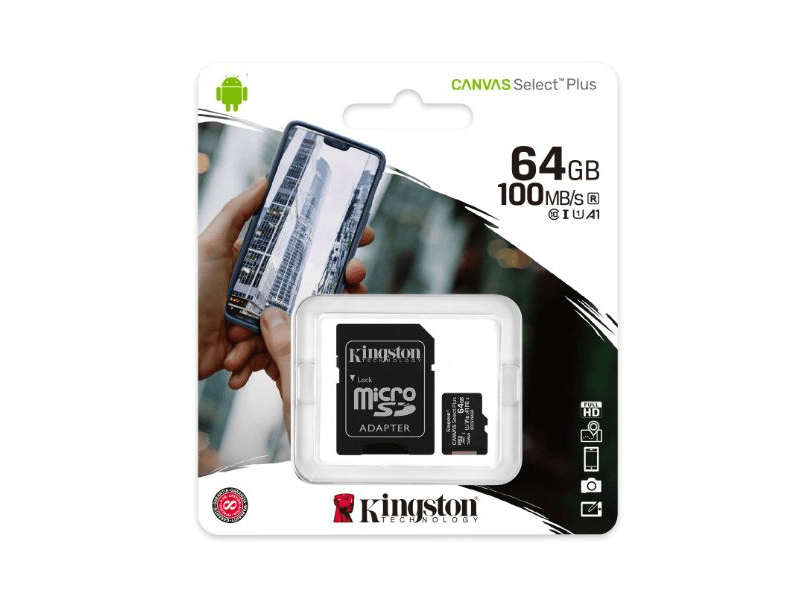 Kingston microSDHC Canvas Select Plus 64GB C10/UHS-I SDCS2/64GB