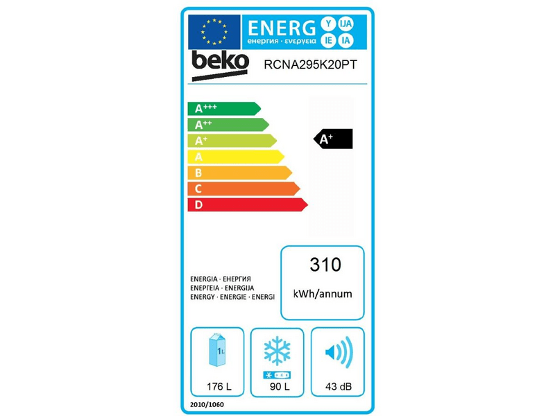 Beko RCNA295K20PT Alulfagyasztós hűtőszekrény