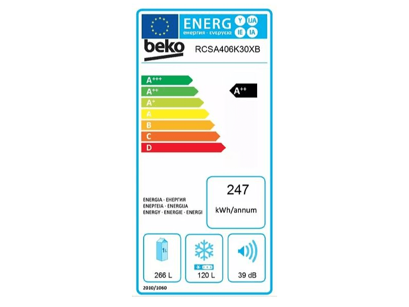 BEKO RCSA406K30XB Alulfagyasztós kombinált hűtőszekrény