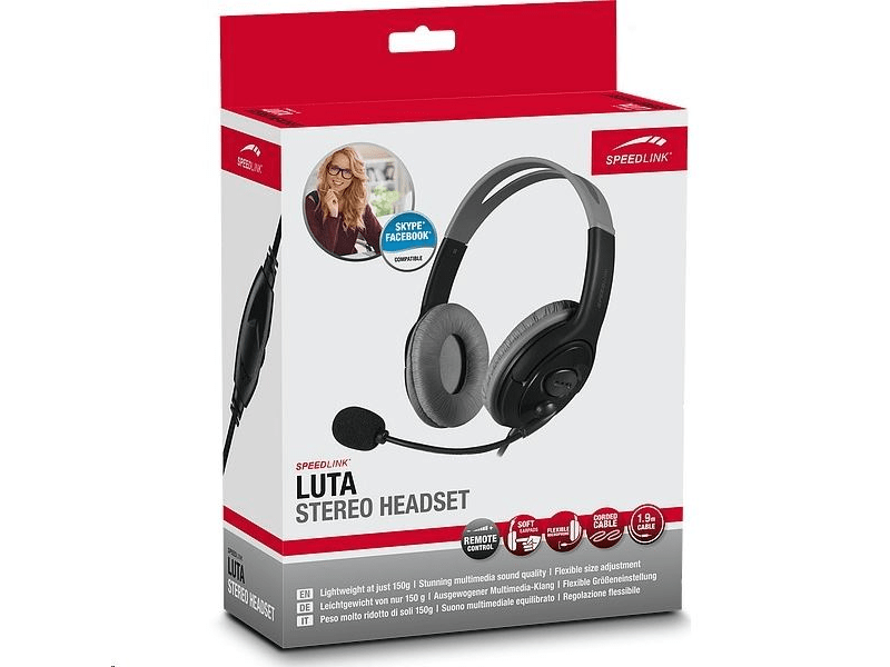 Speedlink SL-870004-BK LUTA Stereo Headset, Fekete