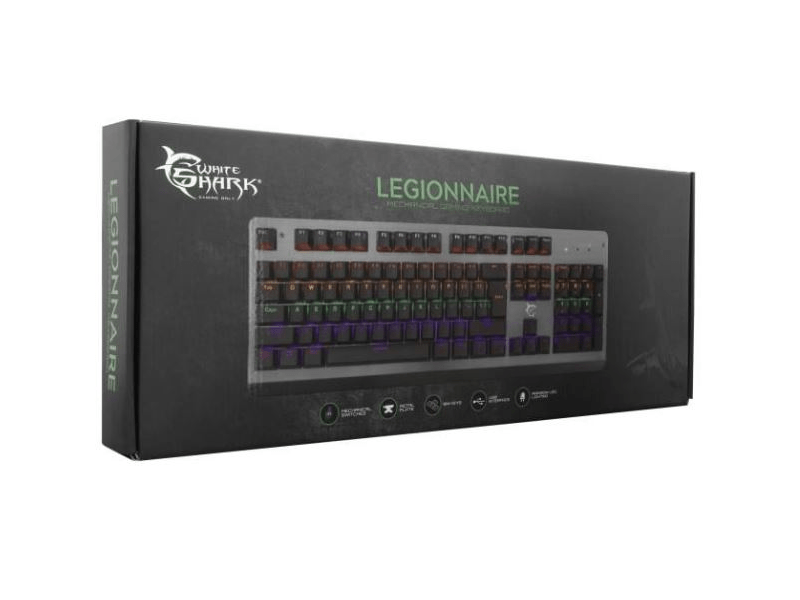 White Shark GK-1926 LEGIONNAIRE mechanikus RGB gamer US billentyűzet