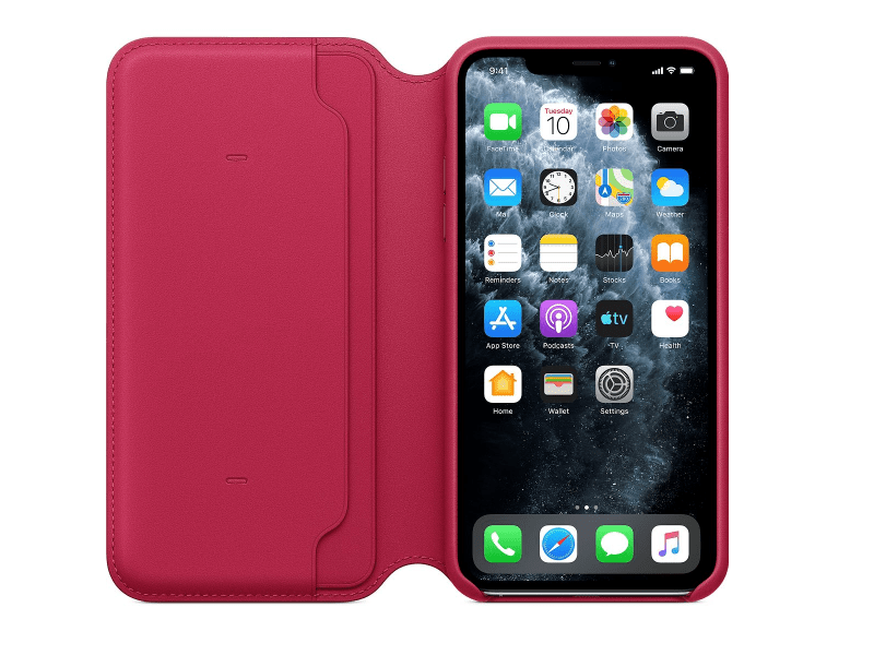 Apple iPhone 11 Pro Max Kinyitható tok Málnapiros (MY1N2ZM/A)