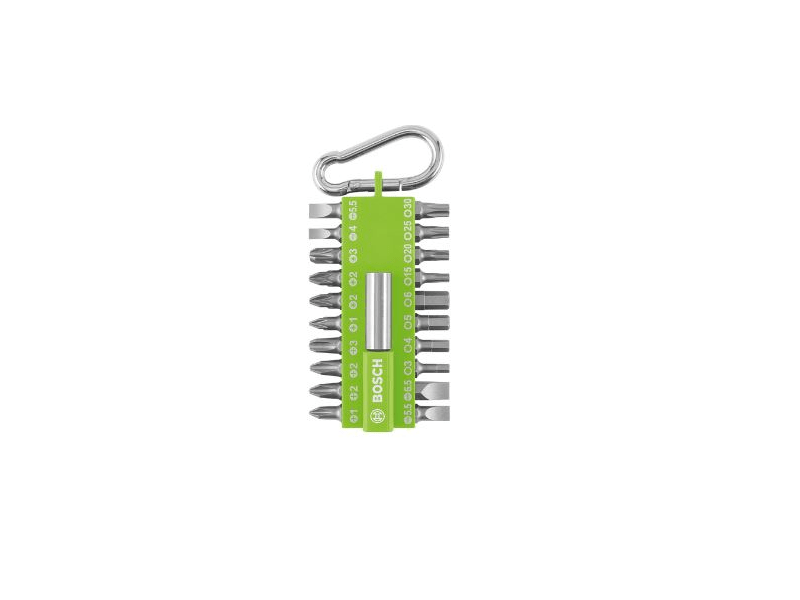 Bosch 21 részes csavarbitkészlet karabinerrel világoszöld 2607002823