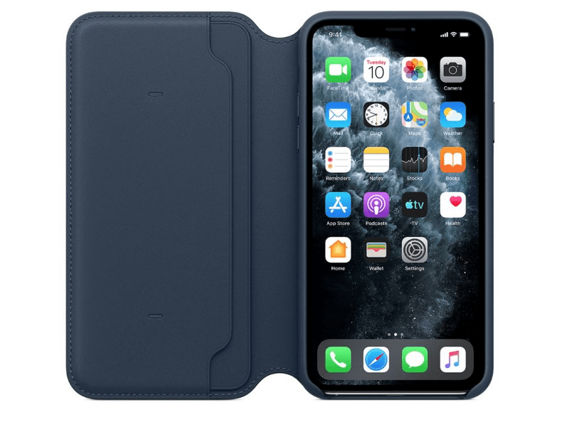 Apple Kinyitható iPhone 11 Pro Max-bőrtok Mélytenger kék (MY1P2ZM/A)