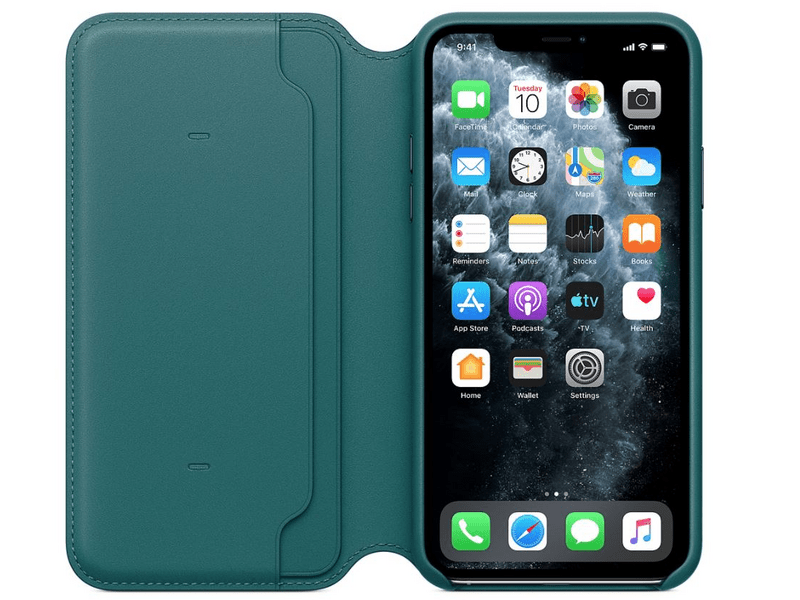 Apple Kinyitható iPhone 11 Pro Max-bőrtok Pávakék (MY1Q2ZM/A)