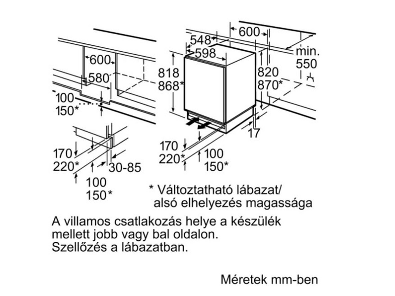 Bosch KUR15ADF0 Beépíthető egyajtós hűtőszekrény