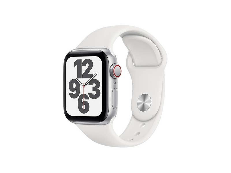 Apple Watch SE GPS+Cellular 40mm Okosóra, Ezüst/ Fehér sportszíj (MYEF2HC/A)